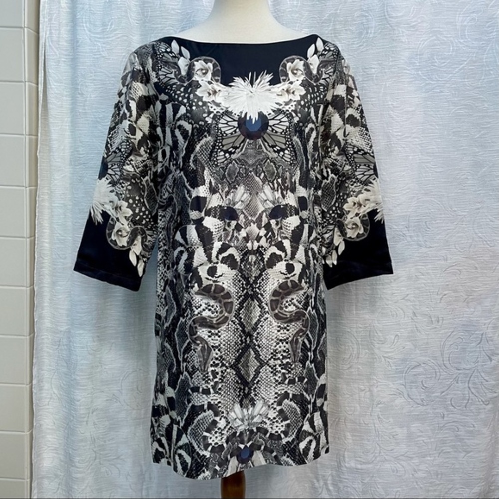 Emma Cook Silk Blend Shift Dress w 3/4 Sleeves